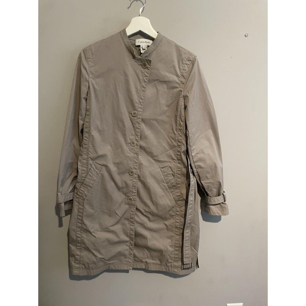 Calvin Klein Trench Coat‎ Soft Shell Size Small Lightweight Khaki Tan